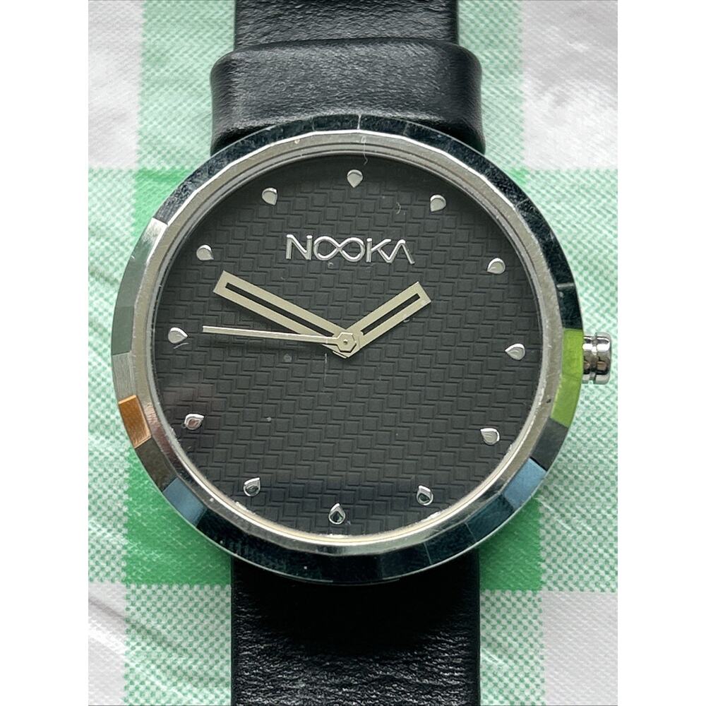 Nooka Mindstyle Silver Tone Black Dial Rotating Face Quartz Watch